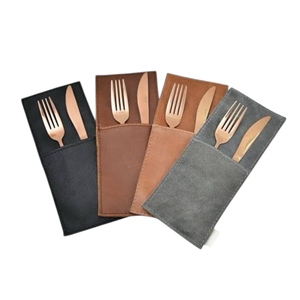 Porte-couverts en cuir de luxe écologique fait à la main de qualité supérieure pour organisateur de salle à manger de restaurant LRCH-0087 de rangement élégant - Product Image 2