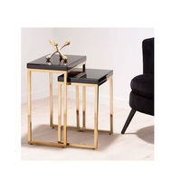 Ensemble de 3 meubles de salon modernes et simples de luxe table basse en acier inoxydable doré table centrale ronde en pierre