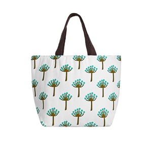 กระเป๋าผ้าฝ้ายพิมพ์ลายดอกไม้สีขาว,กระเป๋าโท้ทชายหาดเป็นมิตรต่อสิ่งแวดล้อมกระเป๋าโท้ทผ้าใบพิมพ์โลโก้ได้ตามต้องการ - Product Image 1