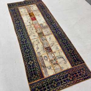 พรมวินเทจตุรกี ขนาด 3.5x8.9 ฟุต สีน้ำเงินล้วน - Product Image 2