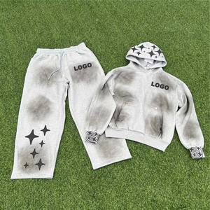 Chándal acampanado personalizado para hombre, ropa de calle para hombre, chándal apilado con estampado gráfico, Sudadera con capucha, conjunto de pantalones de chándal para hombre - Product Image 5