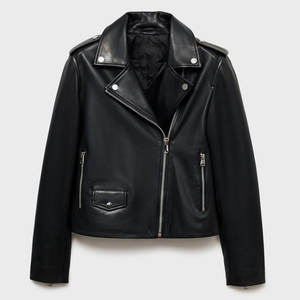 Meilleure veste de moto coupe ajustée pour femme classique en cuir véritable noir avec fonction tricotée respirante veste en faux cuir de motard - Product Image 5
