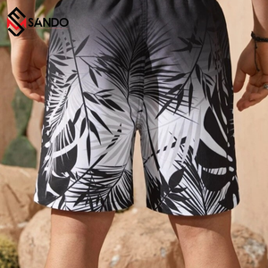 Pantalones cortos de playa de cintura media para hombre personalizados de alta calidad banda elástica transpirable impermeable malla bañadores bolsillos sólido Casual - Product Image 2