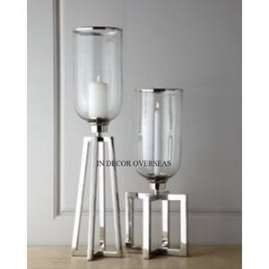 Candelabro de huracán de aspecto elegante hecho de vidrio transparente de alta calidad estándar con Base de Metal chapado en oro decoración del hogar y Hotel - Product Image 6