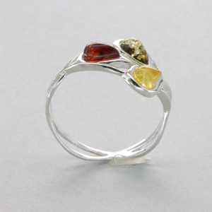 Hermoso precio al por mayor nuevo diseño Plata de Ley 925 ámbar Báltico pera corte bisel conjunto Multi piedra preciosa lágrima anillo joyería - Product Image 4