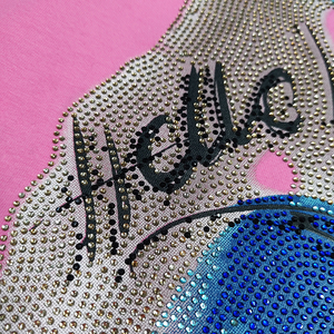 Mesdames chic strass logo t shirts élégant cristal embelli scintillant paillettes bling tops été quotidien porter - Product Image 4