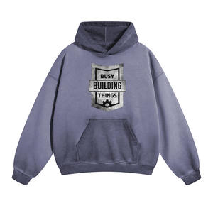 Pakistan Manufacturer Acid Wash Oversize Hoodies For Adult Pullover Drop Shoulder <b>Screen</b> Printing Logo Fleece Hoodie For Winter - Product Image 6