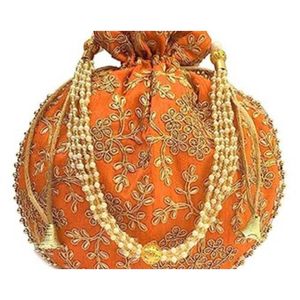 Faveur de mariage indien Chikankari brodé cordon Potli sac pour cadeau de mariée retour cadeau pour les invités - Product Image 5
