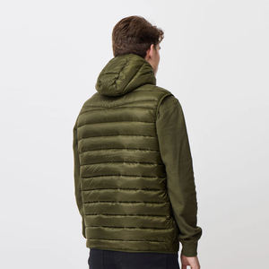 Gilet matelassé imperméable de haute qualité pour homme, décontracté, respirant, sans manches, avec fermeture éclair sur le devant, poche et capuche pour l'hiver - Product Image 6