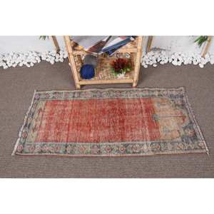 พรมตุรกีวินเทจเป็นมิตรกับสิ่งแวดล้อมแบบดั้งเดิมคลาสสิกสีแดงเบจ1.9 x 4.2ft พื้นที่ขนาดใหญ่สี่เหลี่ยมผืนผ้าการออกแบบการเย็บปะติดปะต่อกันขนสัตว์หนา10มม. - Product Image 1