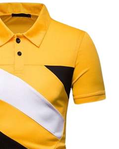 Customized <b>Men</b> <b>Polo</b> <b>Shirt</b> Yellow Black <b>White</b> Color Block Short Sleeve Golf Sports <b>T</b> <b>Shirt</b> Breathable Quick Dry Casual Wear OEM - Product Image 2