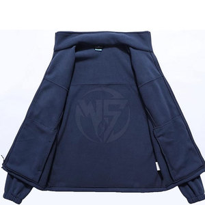 Chaqueta de lana con cremallera completa Chaqueta de lana de color sólido con cuello vuelto de invierno Chaqueta de lana con estampado de logotipo personalizado - Product Image 3
