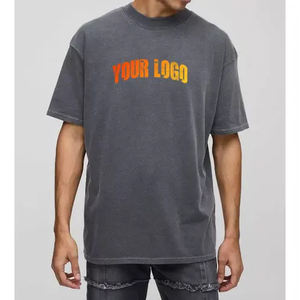 เสื้อยืดพิมพ์ลายกราฟิกโอเวอร์ไซส์สำหรับผู้ชายเสื้อเชิ้ตวินเทจฟอกสีกรดเสื้อยืดลำลองแขนสั้นผ้าฝ้ายสีดำ - Product Image 1