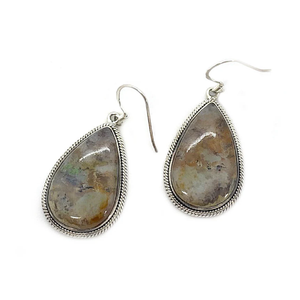 925เงินสเตอร์ลิงสีเงินชุบตัวเรือนต่างหูห้อยทันสมัยพร้อมมอสอาเกตลูกแพร์รถแท็กซี่อัญมณีแฟชั่นของขวัญแต่งงาน - Product Image 1