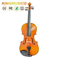 Violon d'étude 4/4 taille standard, table en épicéa, dos en érable, touche en ébène, finition brillante, cordier en fibre de carbone, étui triangulaire, archet, colophane