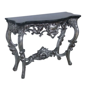 Table de console en bois peinte argent et noir, style antique, sculptée à la main, table d'entrée classique pour hôtel - Product Image 4