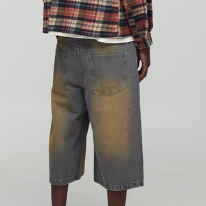 Venta al por mayor casual vintage lavado desteñido pantalones cortos de mezclilla de los hombres logotipo de la pantalla impresa personalizada de gran tamaño estilo holgado pantalones de mezclilla de los hombres - Product Image 5