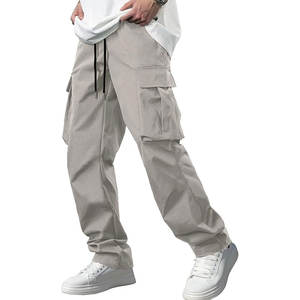 Pantalon cargo décontracté léger pour homme, taille élastique personnalisée, grande taille, multi-poches, coupe-vent, respirant, coton/polyester, été - Product Image 1