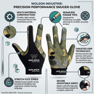 Guantes de Snooker Deportivos Industriales Wolson Premium, Tela de Poliéster/Lycra, Ligeros y Ajustables para Entrenamiento y Competición de Billar - Product Image 4