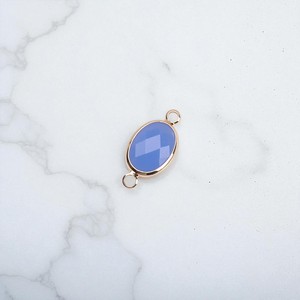 Conector de abalorio de piedras preciosas de Calcedonia azul ovalada de doble fianza-Encantos de bisel de plata 925-Venta al por mayor Pulsera de fabricación de conectores DIY - Product Image 1