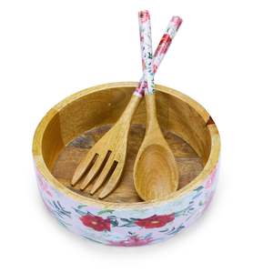 Feuille Design Imprimé Autocollant Salade En Bois et Fruits Hôtel Restaurant Table Top Utiliser Salade Bol De Service Avec Spon par HF CRAFTS - Product Image 2