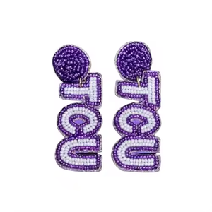 TCU Gameday boucles d'oreilles perlées bijoux en alliage faits à la main de haute qualité plaqué or argent pour les mariages fêtes cérémonies de fiançailles - Product Image 4