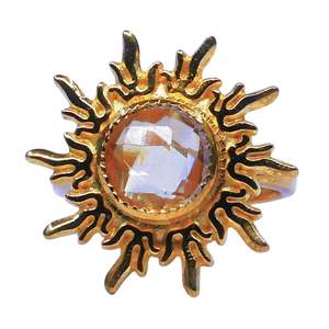 Anillo de sol citrino chapado en oro de Plata de Ley 925 - Product Image 2