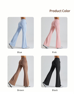 Fabricant OEM Vente en gros Tenue de sport personnalisée Cordes de tirage d'automne en coton Pantalon de survêtement évasé Pantalon de jogging pour femme avec poche - Product Image 2