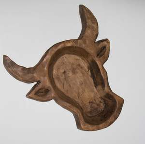 Cuenco de Masa Tallado a Mano Único de los Texas Longhorns, Centro de Mesa de Madera, Cuenco de Madera para Decoración del Hogar - Product Image 3