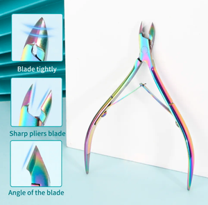 Alicates para Cutículas de Acero Inoxidable Curvados en Oro Rosa de Cuatro Colores con 16 Mandíbulas y Apertura Ancha, Alicates de Manicura con Doble Resorte - Product Image 4