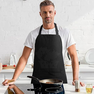 Black Adjustable Canvas Bib <b>Apron</b> 2 Pockets Waterproof Resistant Snap Closure Short Sleeve Cooking <b>Kitchen</b> <b>Aprons</b> for Women Men - Product Image 6