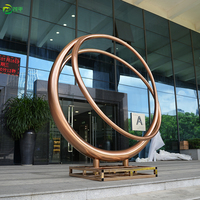 Sculpture d'anneau soudé en acier inoxydable de haute qualité - Art métallique abstrait moderne avec sérigraphie, couleurs personnalisables pour