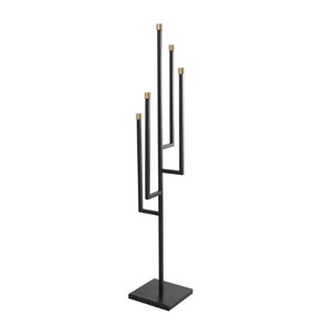 Modern <b>Black</b> Metal Geometric Candelabra Floor Standing Taper <b>Candle</b> <b>Holder</b> with Gold Accents Home Hotel and Event Decoration - Product Image 2