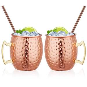 2024 Latest Design Moscow Mule <b>Travel</b> <b>Mug</b> Custom Stainless Steel <b>With</b> Copper Plating & Gold <b>Handles</b> for Back to School - Product Image 1
