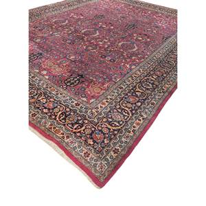 พรมขนสัตว์ถักมือสีน้ำเงิน Aalam รุ่น Pae-6350 ลายดอกไม้ สำหรับบ้าน ขนาด 9x12 ฟุต รูปทรงสี่เหลี่ยมผืนผ้า ทำด้วยมือ สำหรับห้องนั่งเล่น ห้องนอน พรมจากเมืองชัยปุระ สหรัฐอเมริกา - Product Image 2