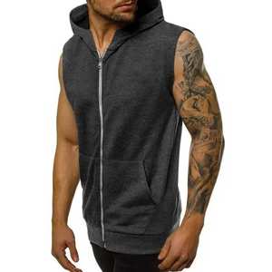 OEM Sweats à capuche pour hommes Gym sans manches sweat à capuche pour hommes Impression personnalisée débardeurs à capuche d'entraînement en coton uni de haute qualité pour couper le muscle - Product Image 4