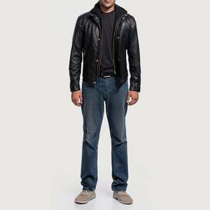 Highschool Black Reversible Cowhide Leather <b>Jacket</b> for <b>Men</b> Women XS Size Zippered Water Proof Padded Pattern Decorated ODM - Product Image 3