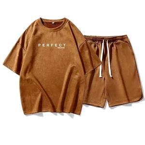 Traje de verano para hombre Traje de calle Traje con logotipo personalizado Conjunto de verano Camiseta más vendida Pantalones cortos Hombres Conjunto de dos piezas Impreso - Product Image 4