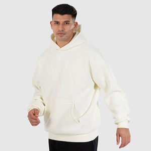 Sweat à capuche pour homme en molleton 80% coton 20% polyester, style pull-over, avec ourlet croisé, poignets tombants, broderie en relief, grande taille - Product Image 3