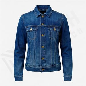 Veste en denim brut teint uni à boutons recouverts pour femmes Prix bas Meilleure qualité Veste élégante à la mode Vêtements de rue Haut - Product Image 1