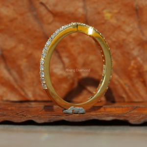 Anillo de compromiso minimalista de media eternidad con diamantes cultivados en laboratorio de 0.5 CTW, corte brillante, oro amarillo, regalo de aniversario, fiesta, IGI - Product Image 6