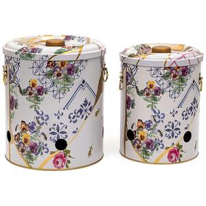 Ensemble de bacs de rangement pour pommes de terre et oignons en métal Dia 225x240mm (2 pièces) Kintsugi Gold veine Flower Kint Sugi Design - Product Image 1