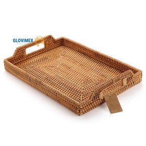 Top Vente Produit Bambou Rotin Plateaux Décoratifs Maison Nourriture À Manger Plateaux Décor Naturel Conception Personnalisée Salle À Manger Décor À La Maison - Product Image 3