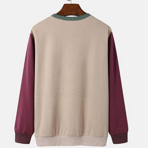 Sweatshirts à motifs unis grande taille pour hommes pull-over à couleurs contrastées vêtements d'hiver vêtements confortables - Product Image 2