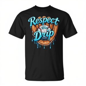T-Shirt da Baseball 'Youth Respect the Drip' con Grafica a Goccia di Gelato, Abbigliamento Promozionale per Ragazzi - Product Image 2