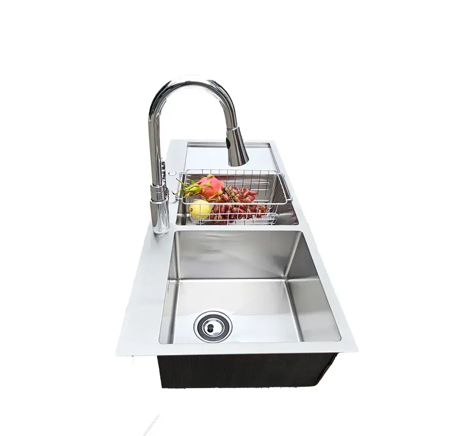 SUNMORE 11048 Top-mount handmade kitchen sink special design for your best business SUS 304 stainless steel kitchen sink