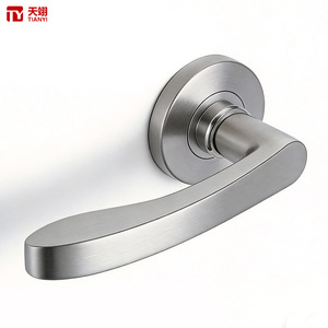 Manija de Puerta Ergonómica Curva Tianyi con Cerradura de Palanca, Roseta Redonda, para Entrada, Interior Moderno, Dormitorio, Juego de Cerraduras de Acero Inoxidable - Product Image 1