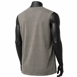 Camiseta sin mangas para hombre, color sólido, minimalista, de algodón premium, estilo urbano, para gimnasio, fitness, musculación, con logo personalizado, chaleco de verano - Product Image 2