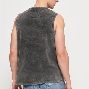 Débardeur musculaire sans manches délavé à l'acide, lourd, délavé, mode masculine, streetwear, prix de gros, OEM, prix bas - Product Image 5