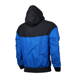 Chaqueta azul doble para exteriores para hombre, impermeable, cortavientos con capucha, abrigo de senderismo con cremalleras amarillas, logotipo personalizado - Product Image 4